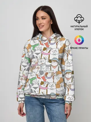 Женское худи / Большая семья котиков