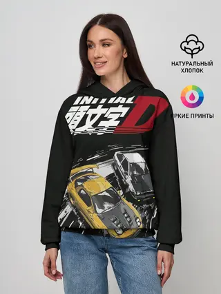 Женское худи / Initial D две машины