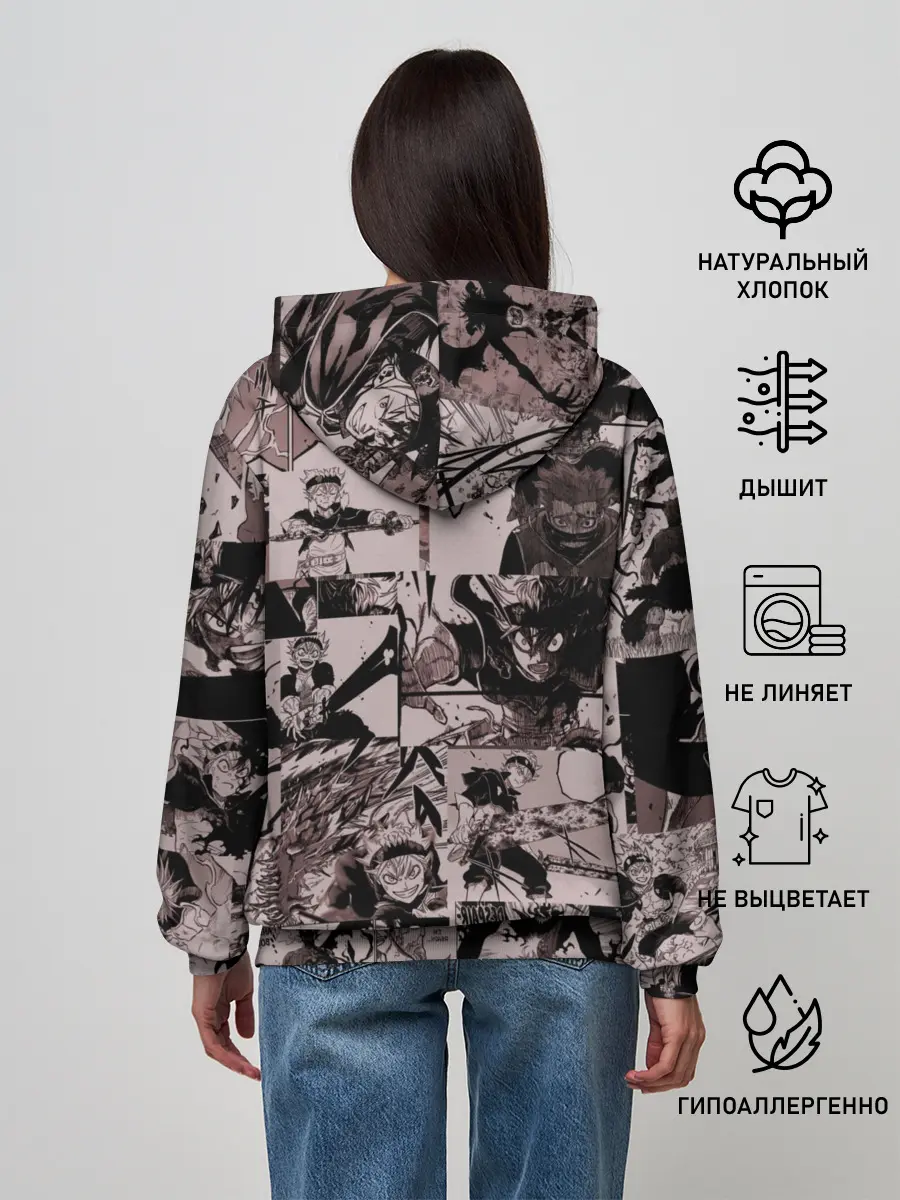 Женское худи / ASTA manga monochrome pages