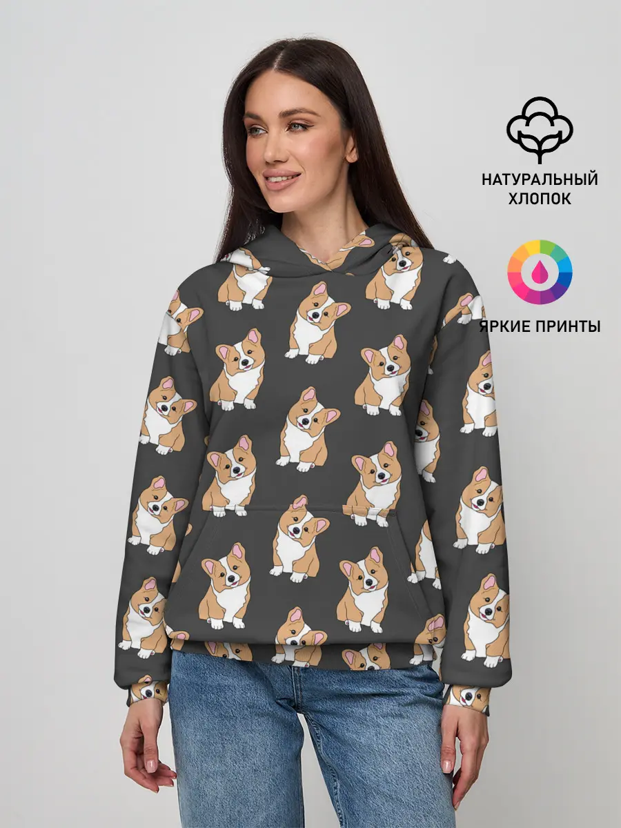 Женское худи / Корги малыши