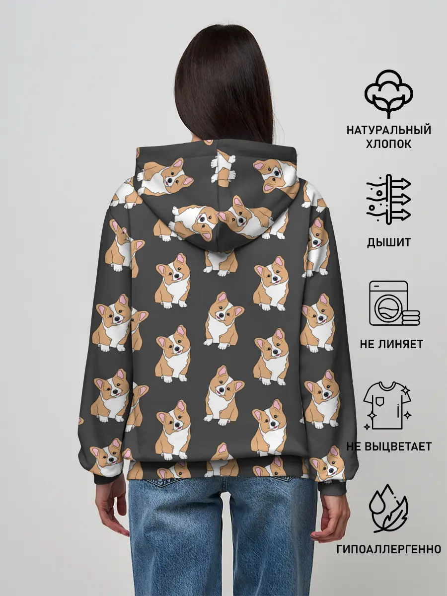 Женское худи / Корги малыши