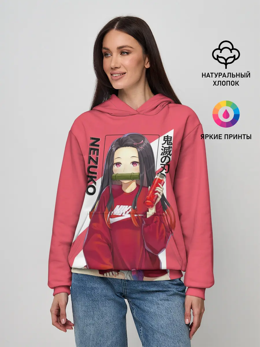 Женское худи / Незуко коралловый