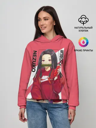 Женское худи / Незуко коралловый