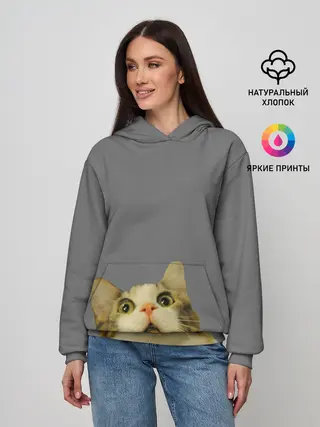Женское худи / Коте смотрит вверх
