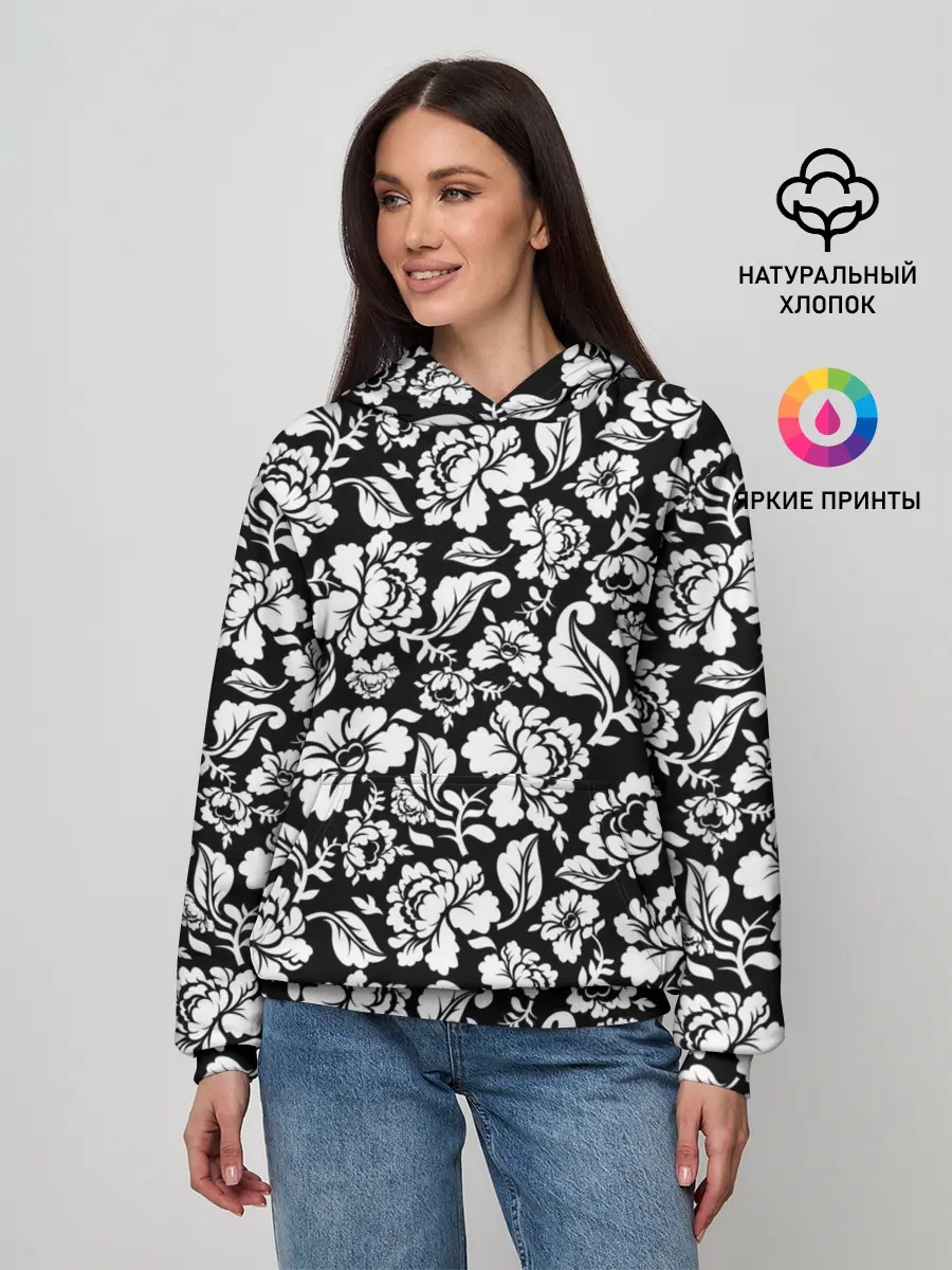 Женское худи / White flowers