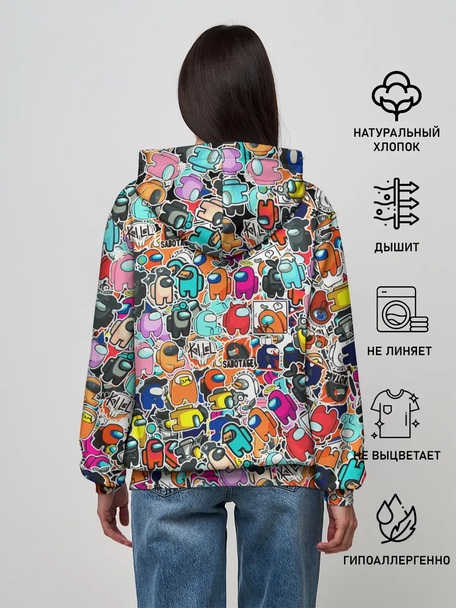 Женское худи / Among Us sticker bombing