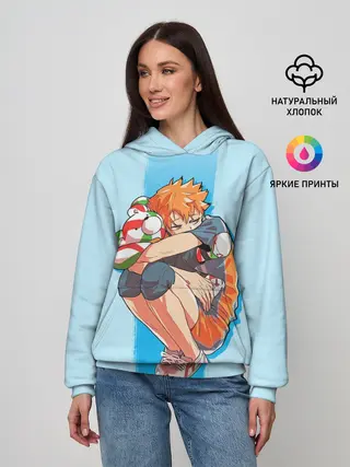 Женское худи / Хината на синем фоне