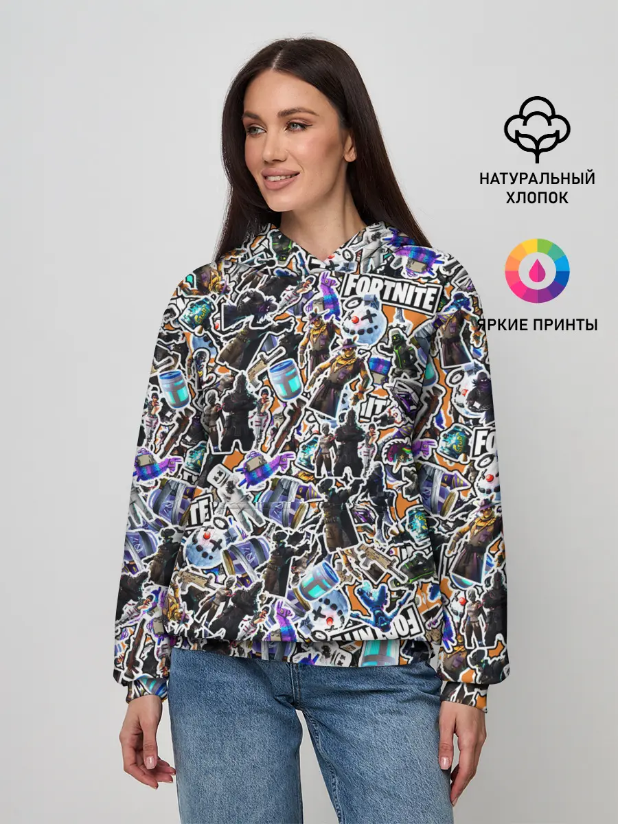 Женское худи / Fortnite Sticker Bombing