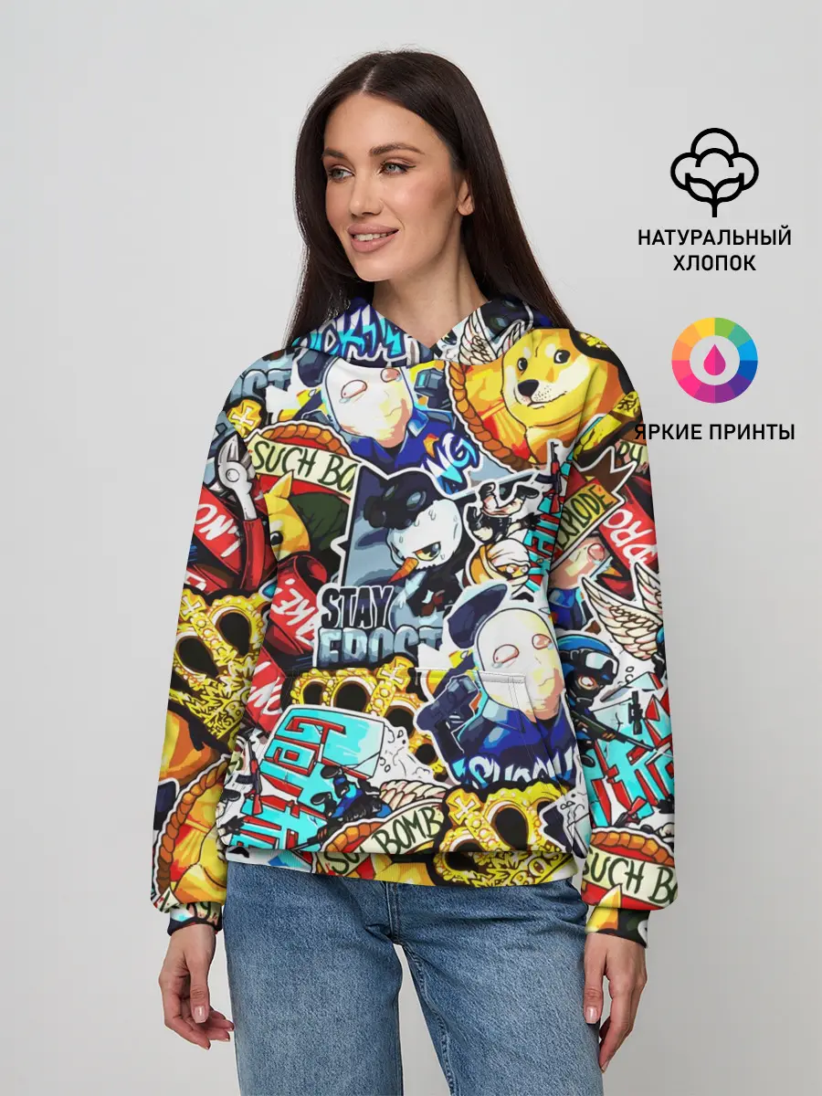 Женское худи / CS GO STICKERBOMBING