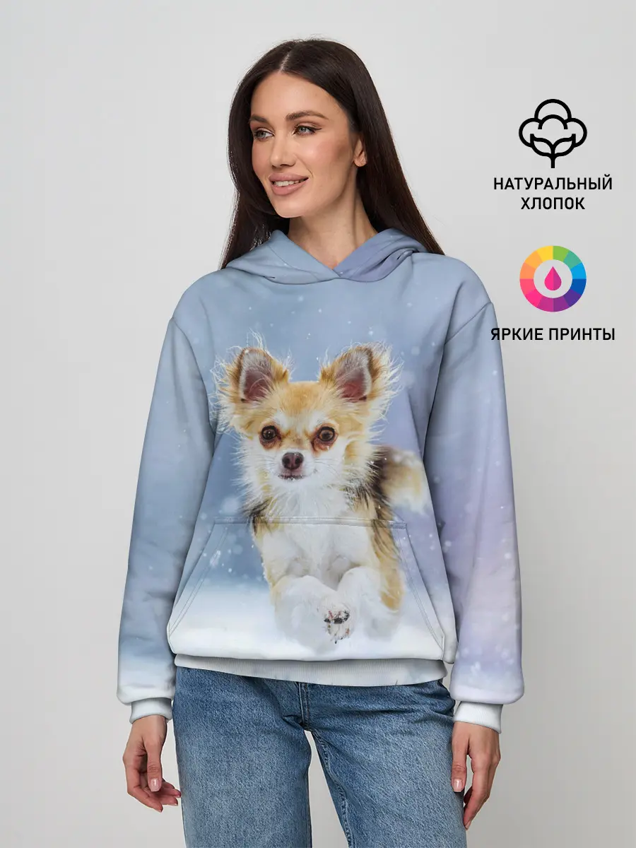 Женское худи / Чихуахуа в снегу