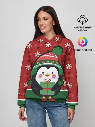 Женское худи / Пингвин. Новый год