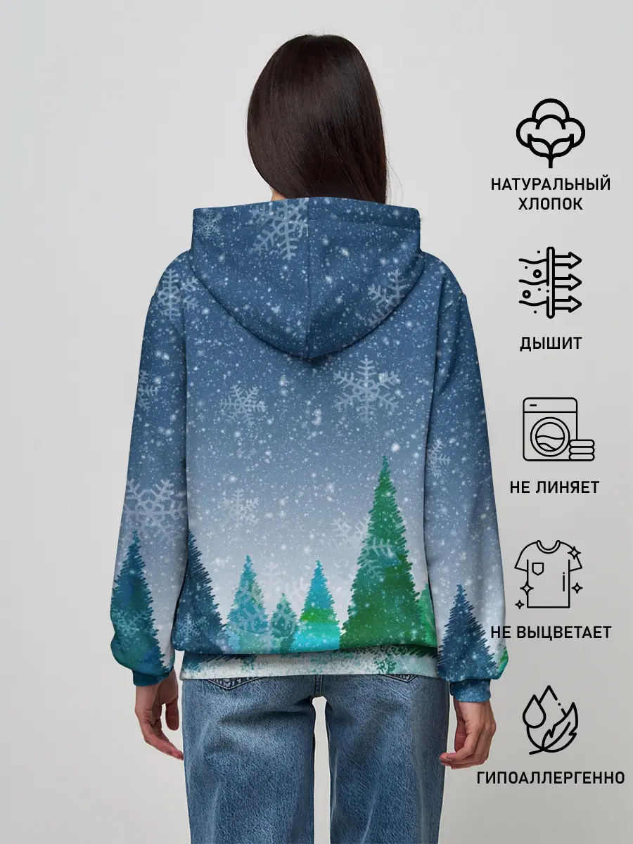 Женское худи / Снежинки в лесу