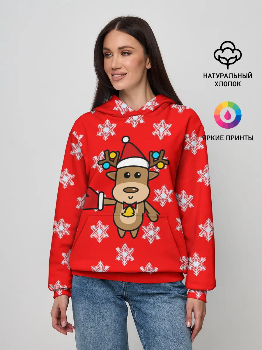 Женское худи / Оленёнок в снежинках