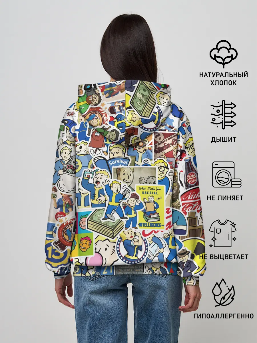 Женское худи / FALLOUT STICKER BOMBING