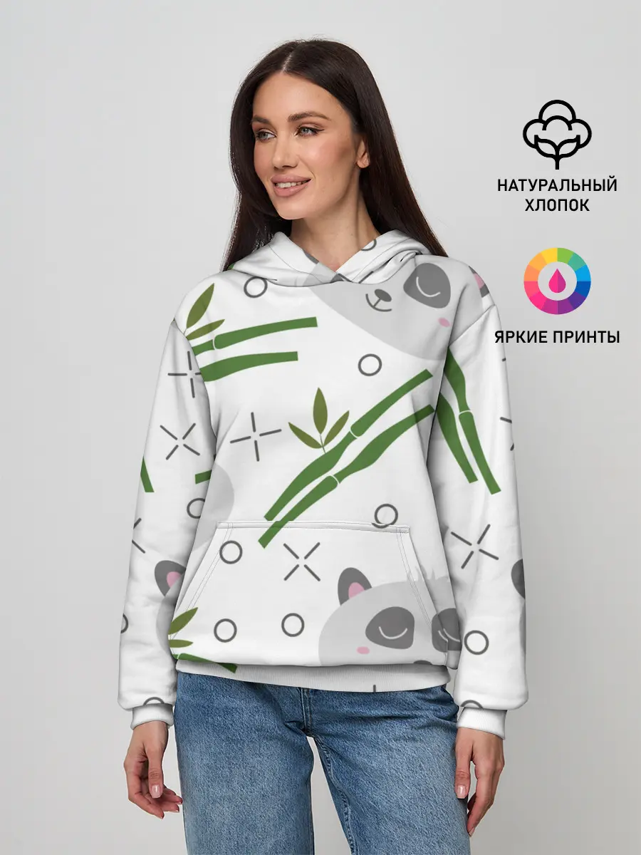 Женское худи / Панда с бамбуком