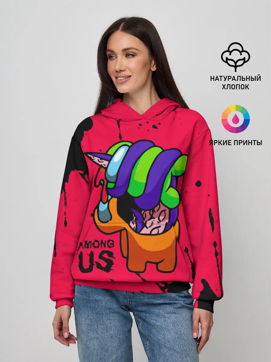 Женское худи / AMONG US - ORANGE & GREEN