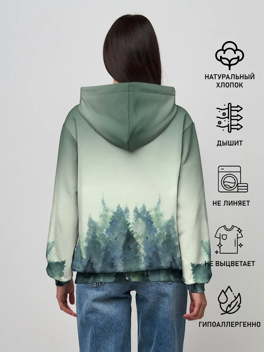 Женское худи / акварельный лес градиент