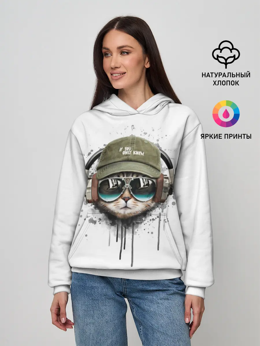Женское худи / Крутой кот