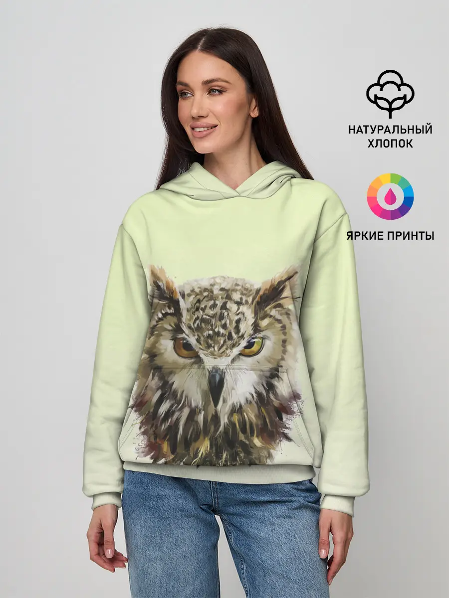 Женское худи / арт сова яркая