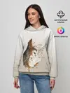 Женское худи / летящая сова рисунок