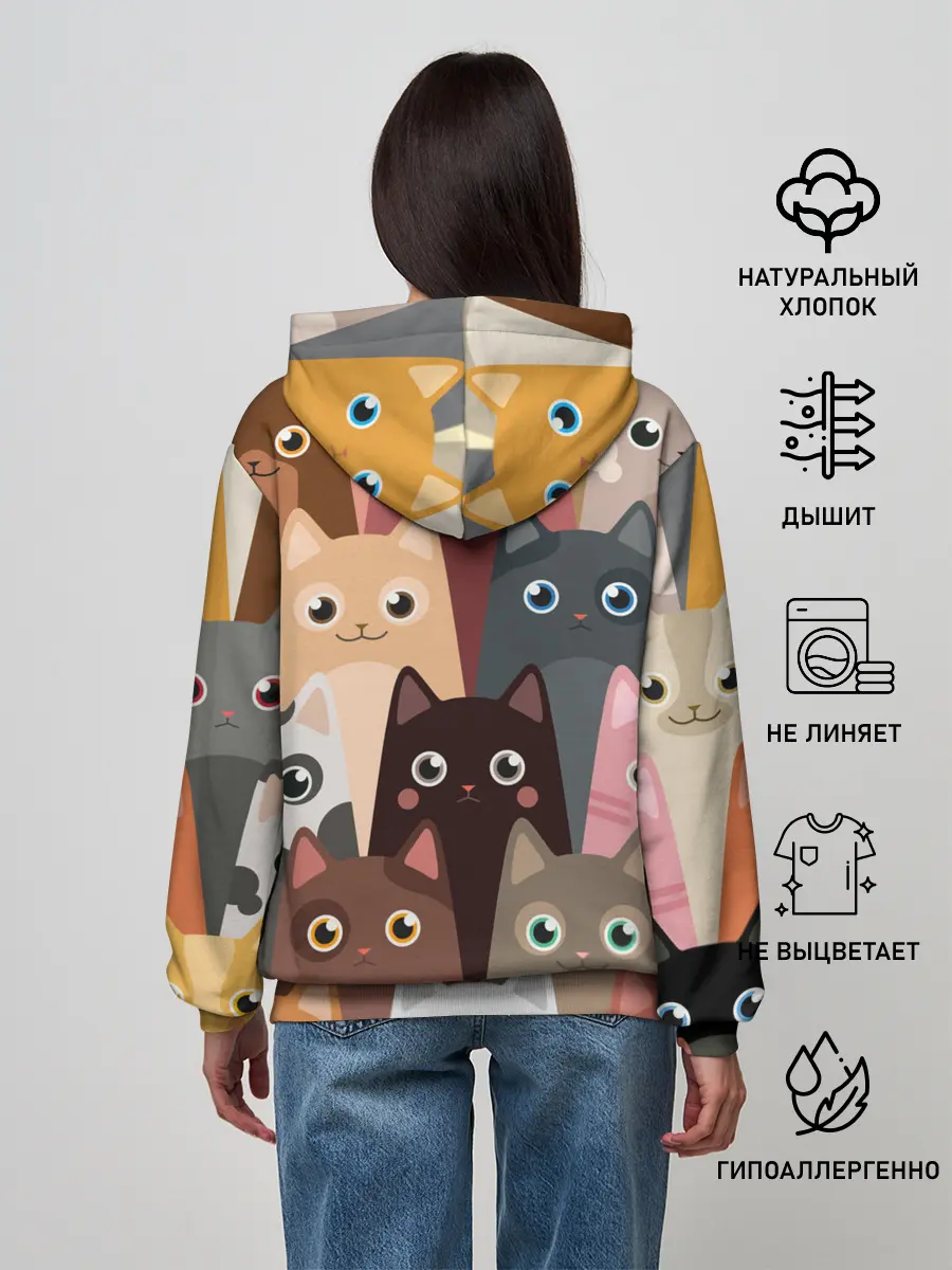 Женское худи / Котики мультяшные