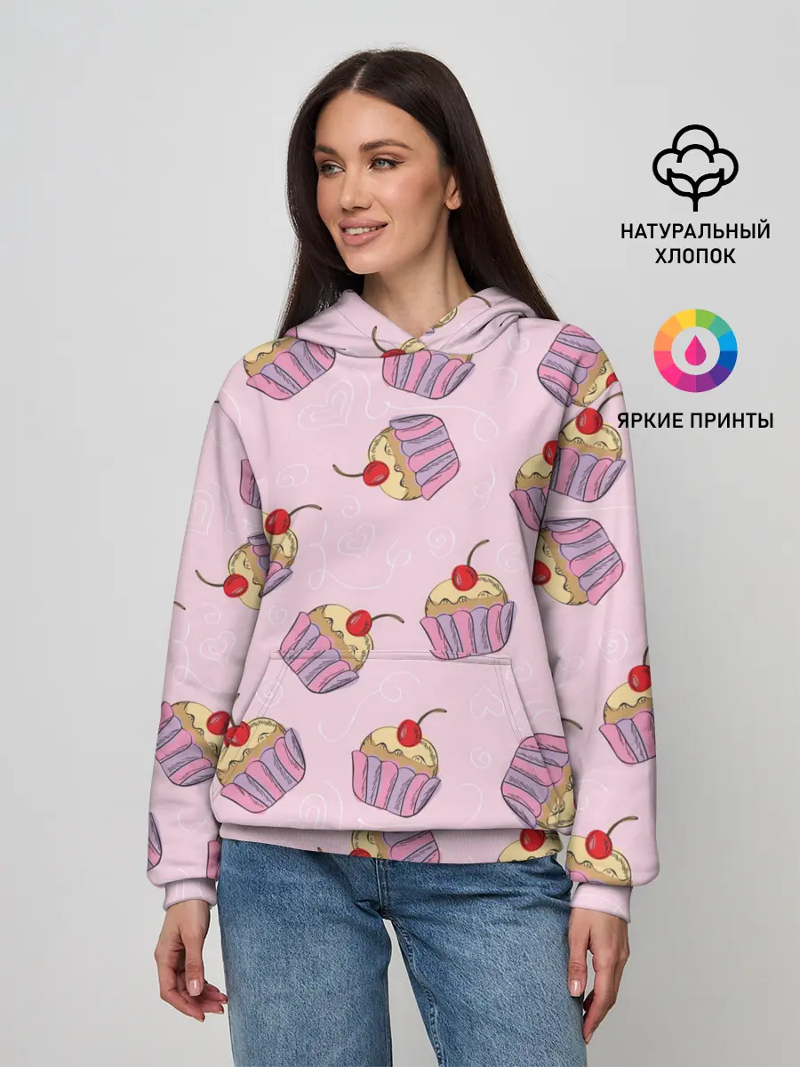 Женское худи / Капкейки на розовом