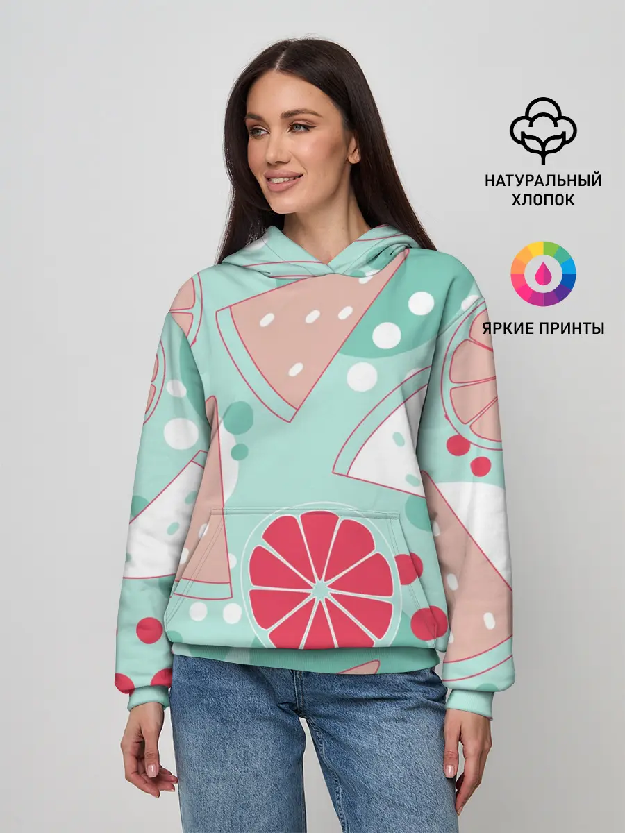 Женское худи / Арбузно-цитрусовый узор