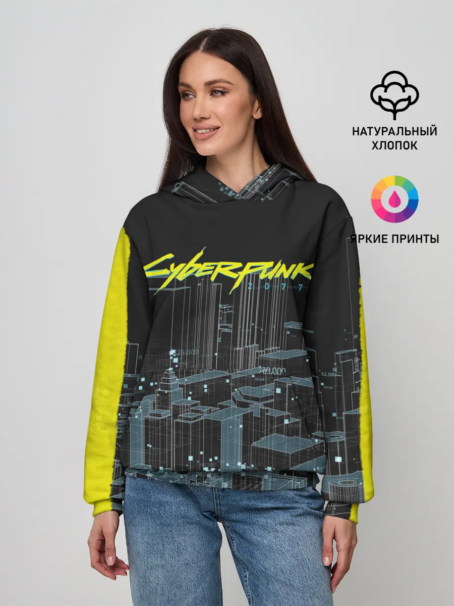 Женское худи / Город CYBERPUNK 2077