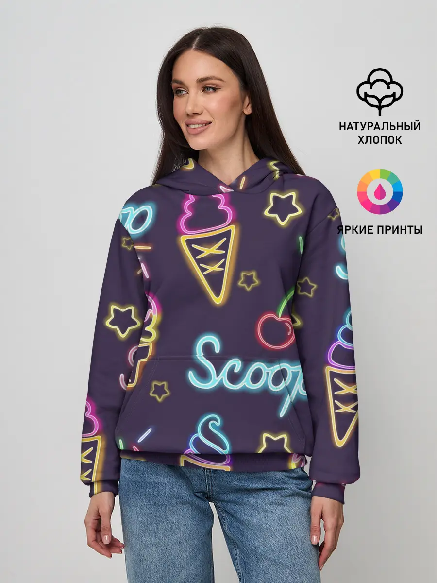 Женское худи / Мороженное неон
