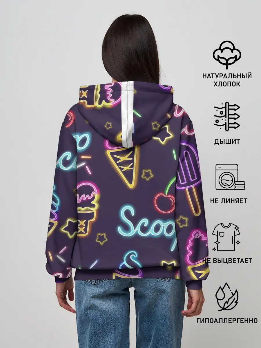 Женское худи / Мороженное неон