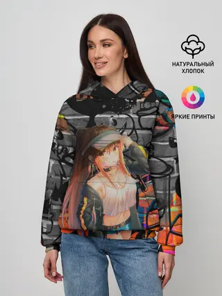 Женское худи / Anime Girl with Graffiti