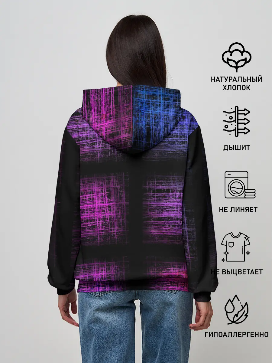 Женское худи / Неоновая абстракция