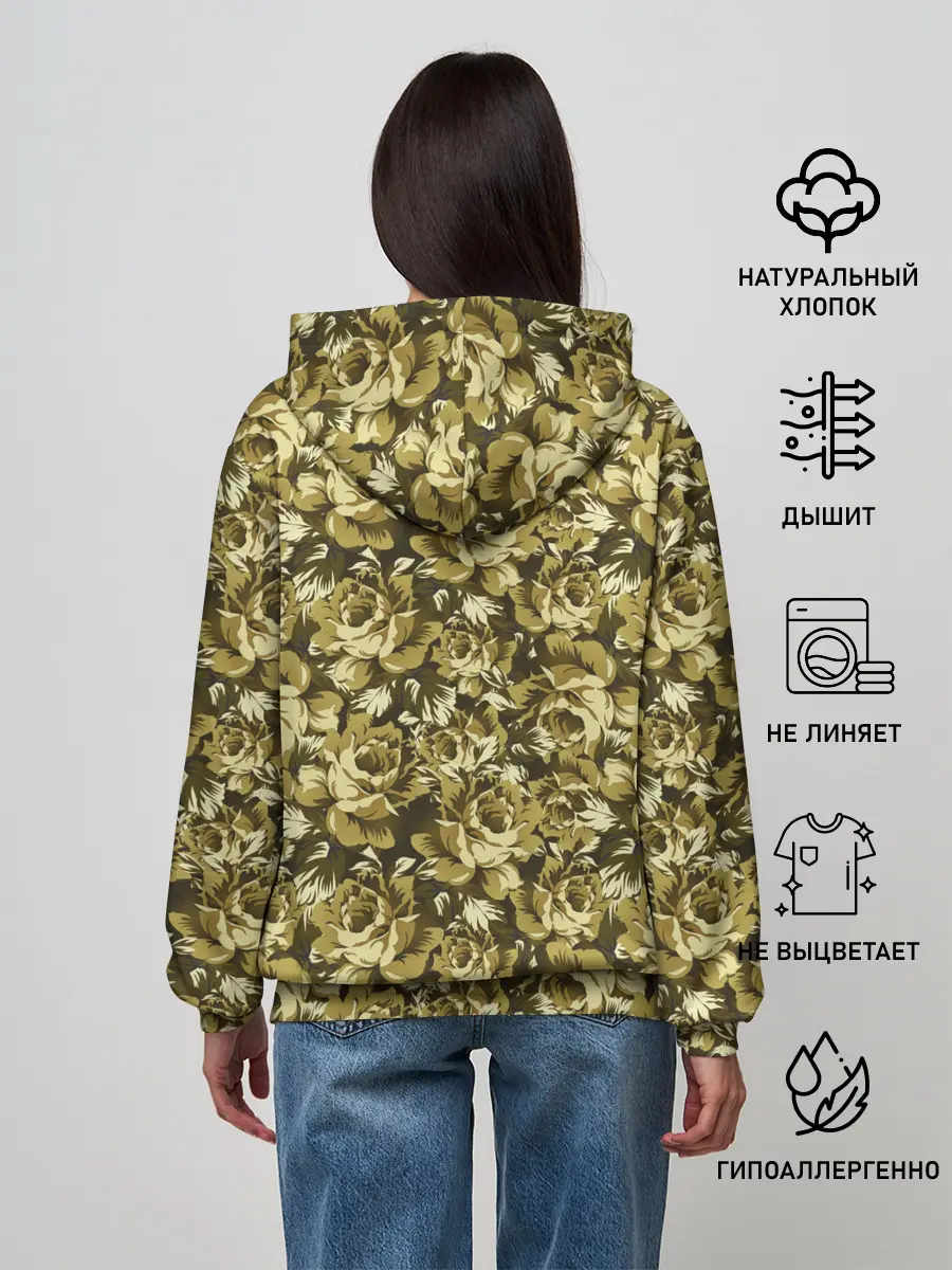 Женское худи / Золотой камуфляж из роз