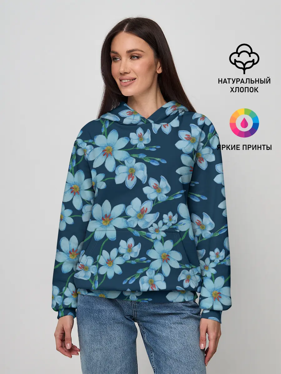 Женское худи / Иксии не темно синем фоне