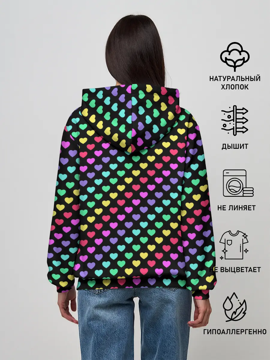 Женское худи / Радужные сердечки