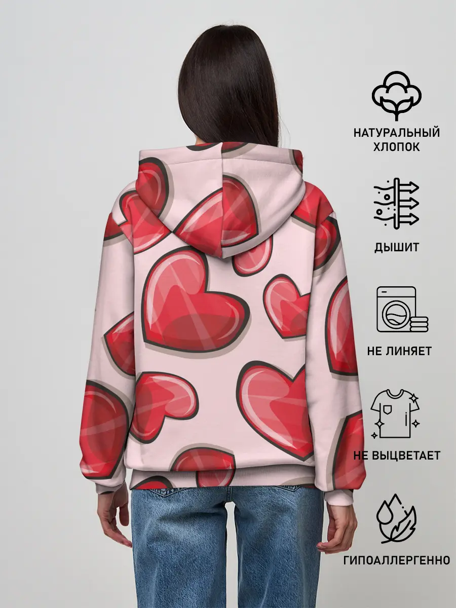 Женское худи / Узор Сердечки для влюбленных