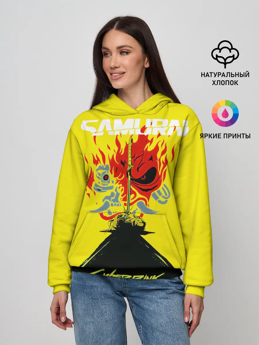 Женское худи / Киберпанк 2077 + Киану на спине