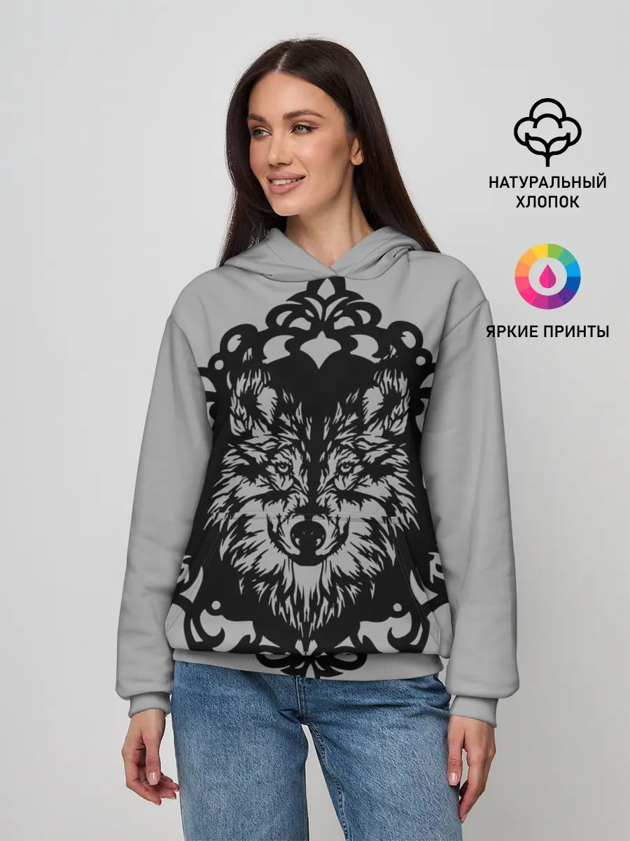 Женское худи / Благородный серый волк