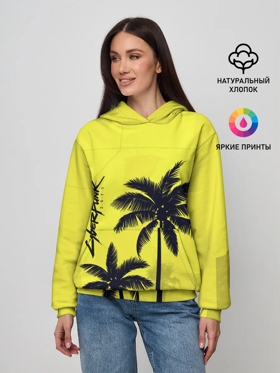 Женское худи / Cyberpunk 2077 - Пальмы
