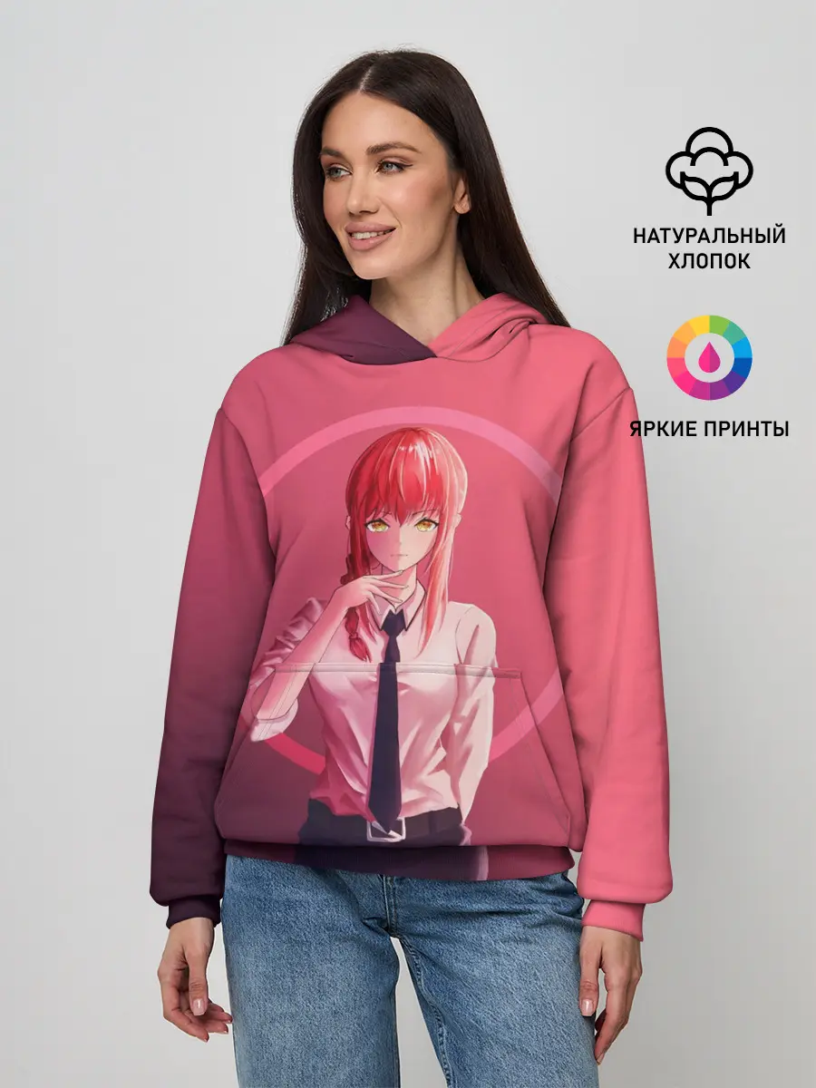 Женское худи / Макима на красном фоне