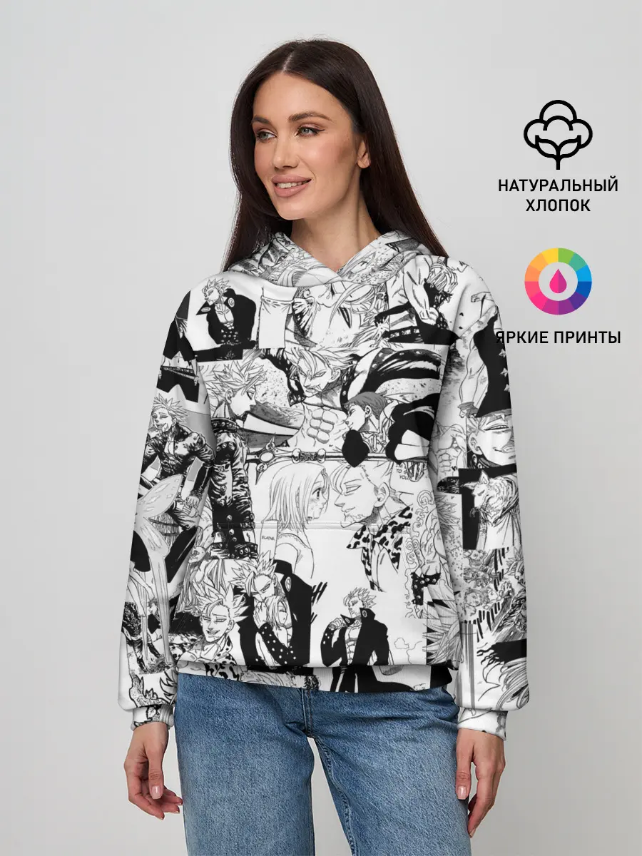 Женское худи / 7 СМЕРТНЫХ ГРЕХОВ. Манга-паттерн