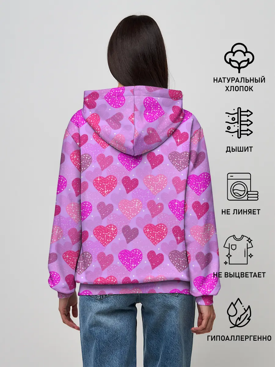 Женское худи / Розовые сердечки