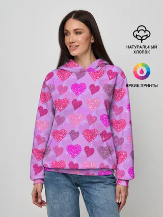 Женское худи / Розовые сердечки