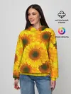Женское худи / Принт подсолнухи желтый