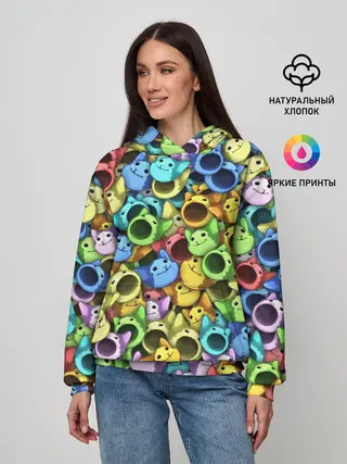 Женское худи / Цветные Поп Котики