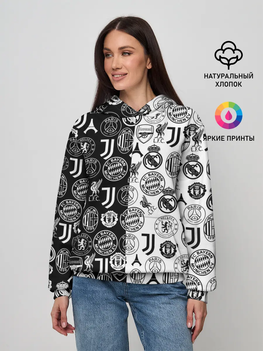 Женское худи / ЛОГОТИПЫ ФУТБОЛЬНЫХ КОМАНД
