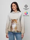 Женское худи / бело-рыжий котенок реализм