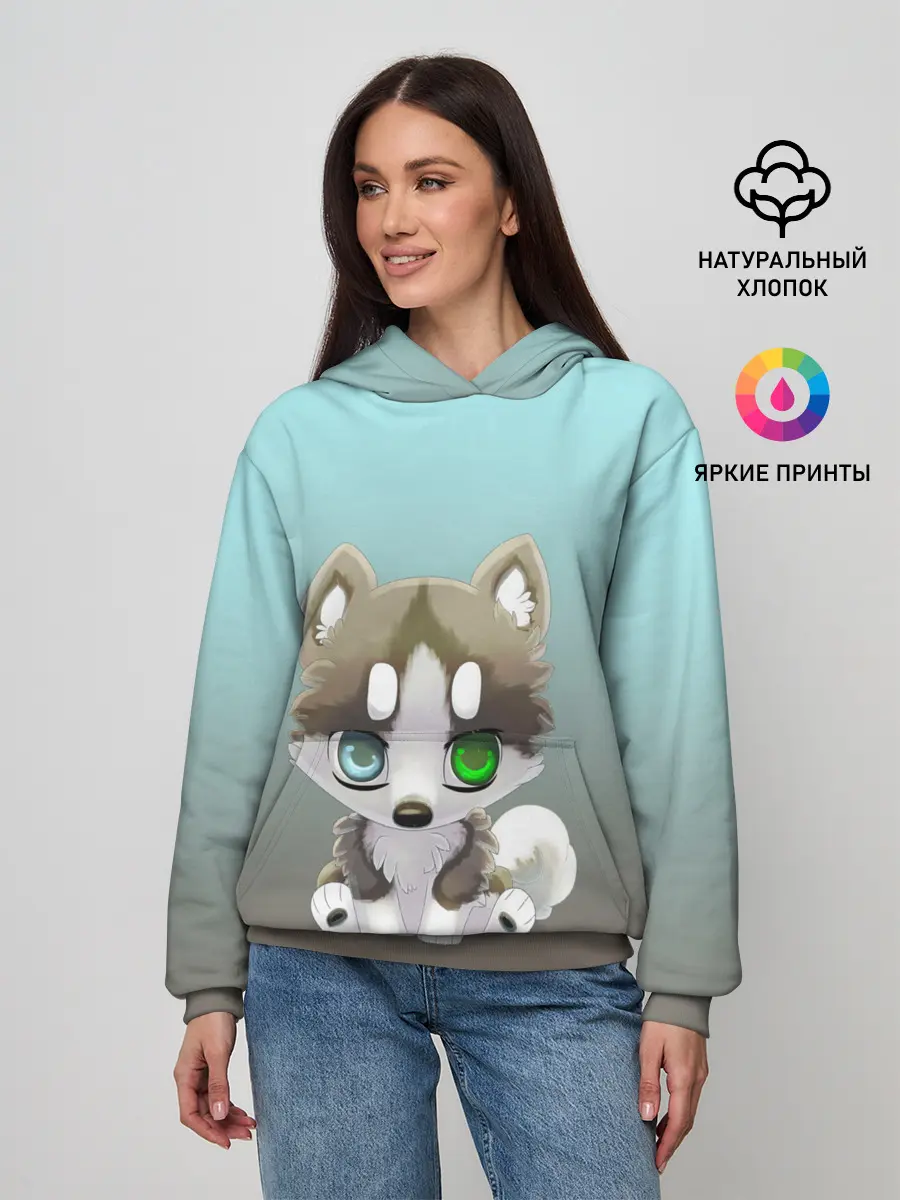 Женское худи / Малыш хаски