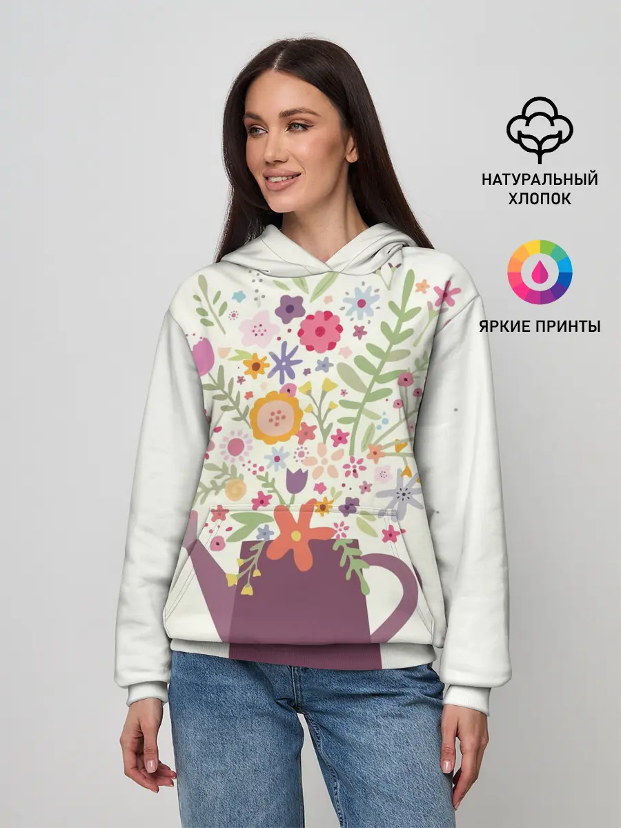 Женское худи / Цветы в чайнике