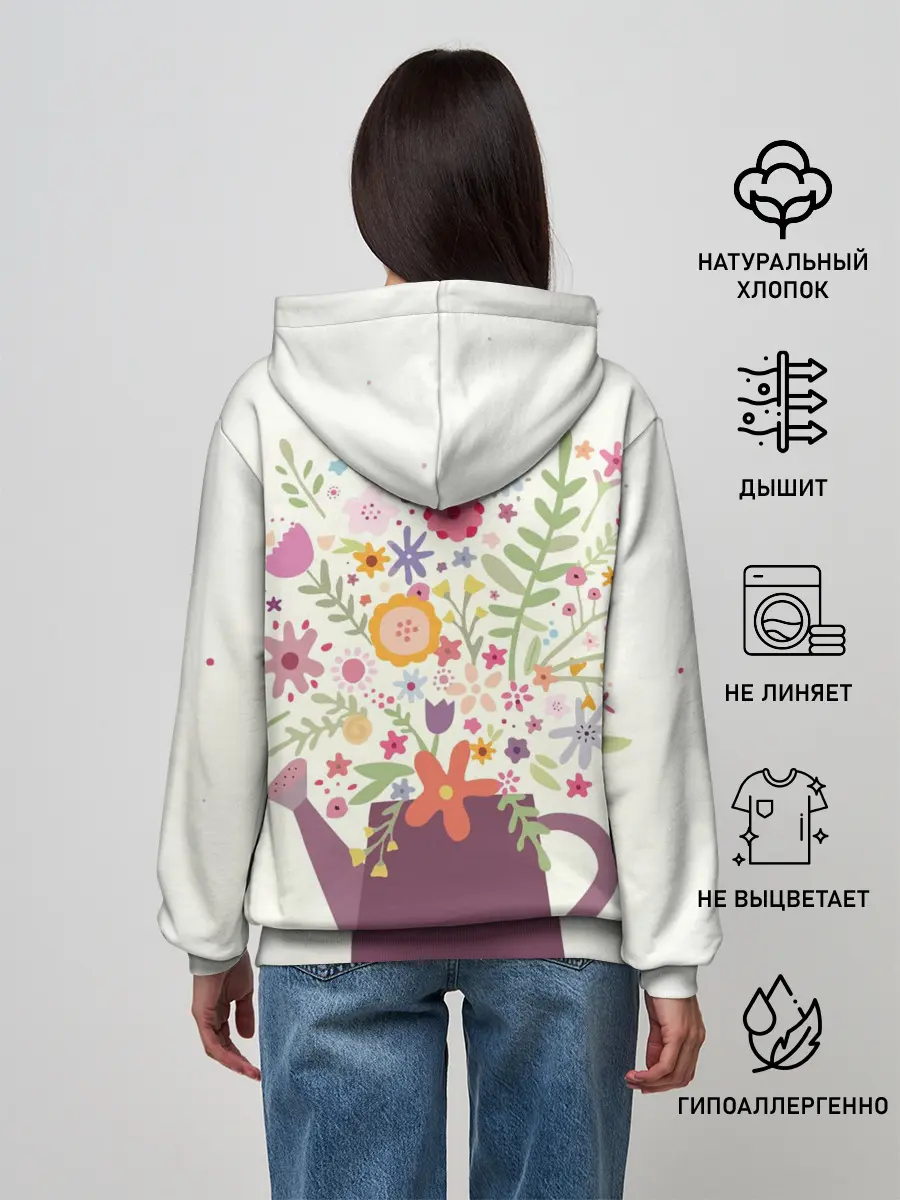Женское худи / Цветы в чайнике